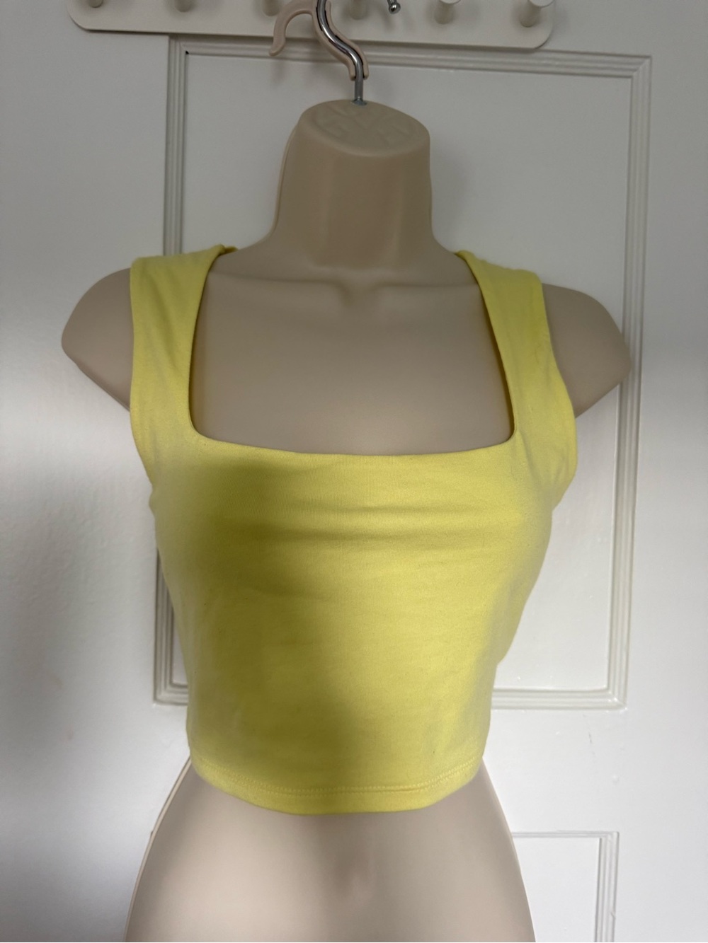 Yellow Square-Neck Crop Tank Top